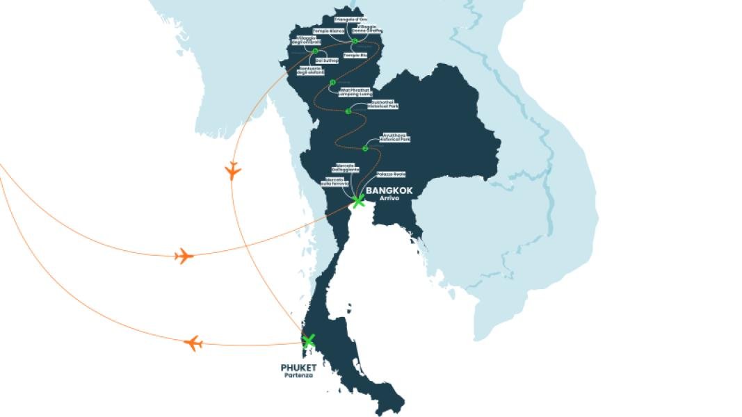 Mappa itinerario di Il meglio della Thailandia e il paradiso di Phuket